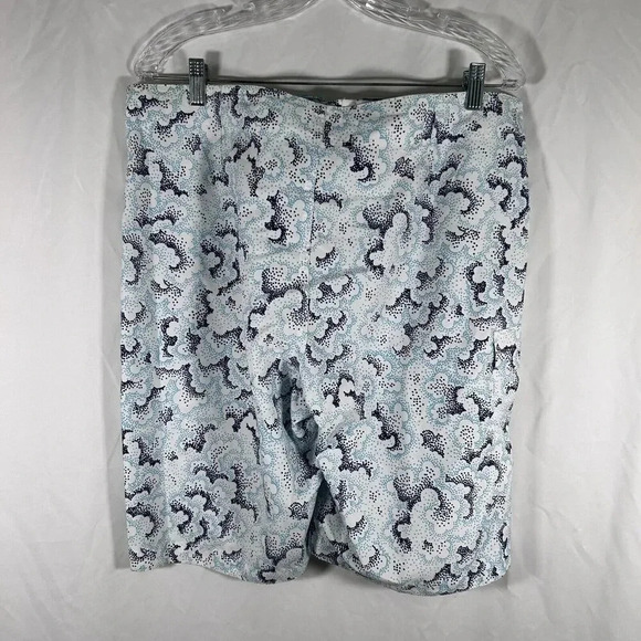 Old Navy Swim Trunks Men's Large White Blue Print Unlined Hook Loop - Picture 6 of 9
